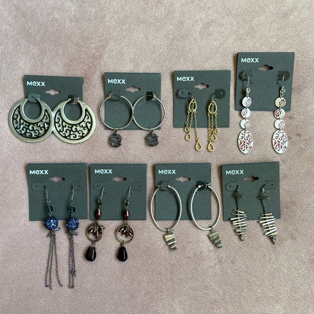 New Mexx Lot Of 8 EarringsBeautiful Designs Chandelier Drops Chain Accent 99$